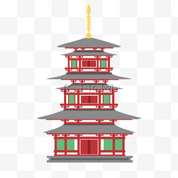 日本传统建筑图片_日本传统风格寺庙建筑平面插画