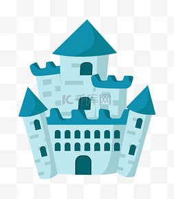 卡通蓝色房屋建筑图片_可爱的蓝色城堡插画