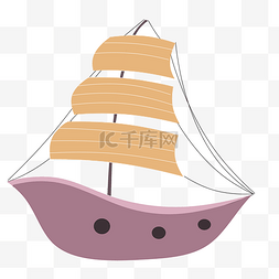 一艘紫色帆船插画