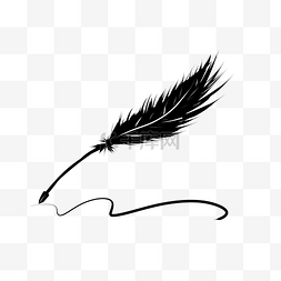 小清晰黑白纹身图片_卡通的羽毛笔纹身