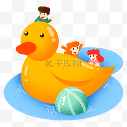 夏季小黄鸭插画