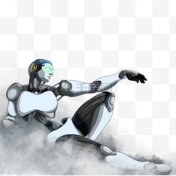 手绘坐着的动漫机器人免抠图