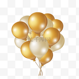手绘气球彩带图片_金色创意感手绘气球元素