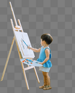 儿童的夏天的画画图片_向日葵里画画的孩子