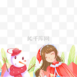 唯美雪人图片_橙色唯美卡通治愈冬季圣诞节节日