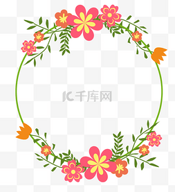 婚礼喜字圆形图片_小清新浪漫植物花朵花环