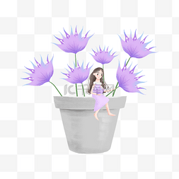 紫色海报花朵图片_紫色的花朵和可爱的女孩