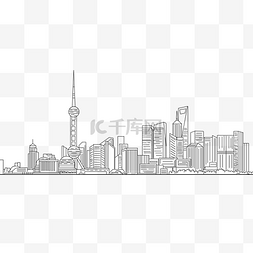 ai线描建筑图片_手绘线描城市剪影