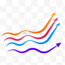 上升曲线矢量图片_彩色上升弧线