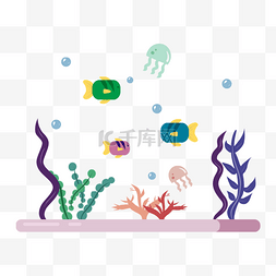 泡泡图片_矢量简约海底世界珊瑚藻