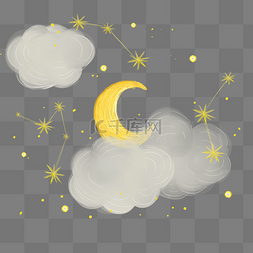 七夕云层图片_可爱线条星星和月亮
