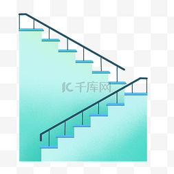 蓝色转弯楼梯插画