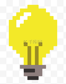 小物品插画图片_像素黄色的灯泡插画