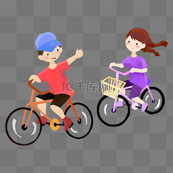 男孩女孩骑单车