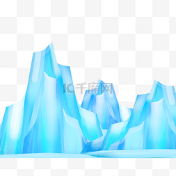 蓝色冰山装饰元素图片_蓝色装饰冰山
