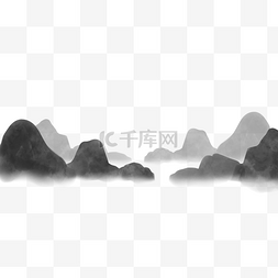 水墨插图装饰图片_中国风水墨山峰