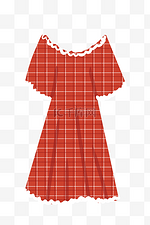 红色格子连衣裙