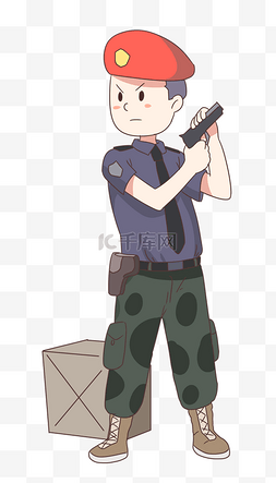 拿警察图片_拿着手枪的警察插画