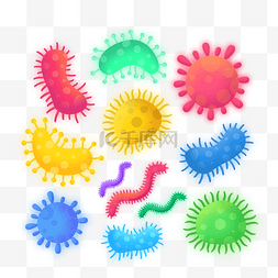 手绘病毒细菌微生物组图