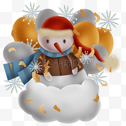 雪人和雪花图片_圣诞节雪人和气球