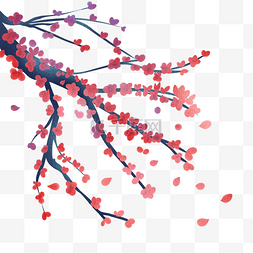 红色彩绘花朵图片_红色彩绘花朵树枝