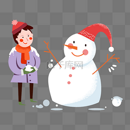 元旦背景素材图片_扁平冬季圣诞节堆雪人