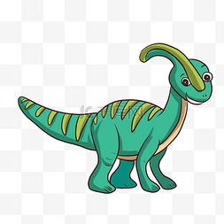 恐龙时代插画图片_可爱的绿色角龙插画