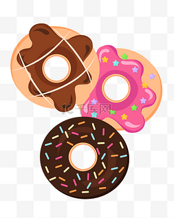 甜甜圈巧克力手绘图片_巧克力甜甜圈矢量免抠图
