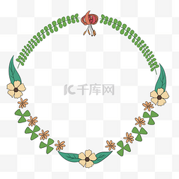 绿色的花环装饰插画