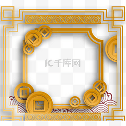 中国风格传统文化铜钱边框