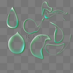 泼水节绿色的水滴插画
