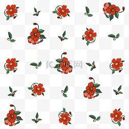 色彩复古红花装饰图
