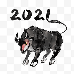 水墨斗牛2021牛年