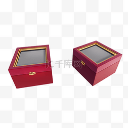 立体红色透明礼盒png图