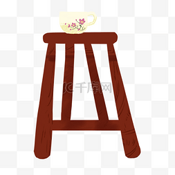 放在椅子图片_茶杯放在木质凳子上