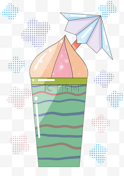 小伞装饰冰淇淋插画