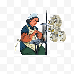 劳动妇女图片_年代感劳动的妇女纺织人物