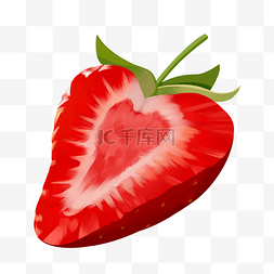 半个草莓水果插画