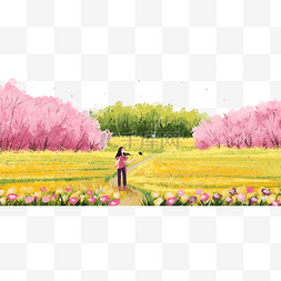春分主题素材图片_春景主题之春天油画风景