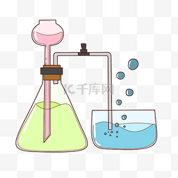 实验室器材卡通图片_化学漏斗实验插画