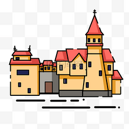 三面堡垒图片_黄色可爱城堡建筑