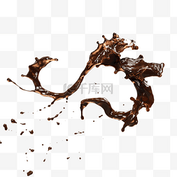 咖啡可乐图片_立体飞舞咖啡液体3d元素