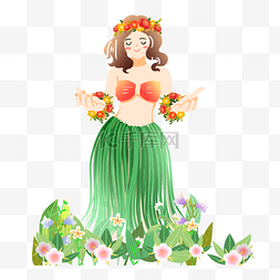 夏威夷草裙卡通图片_暑期旅行夏威夷度假草裙素材