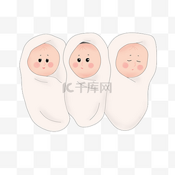 婴儿襁褓图片_可爱三胞胎宝宝