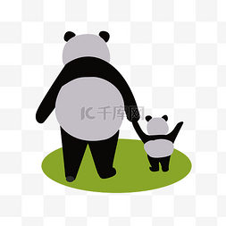 中国水墨熊猫图片_矢量免扣卡通熊猫