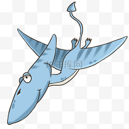 飞翔的蓝色翼龙插画