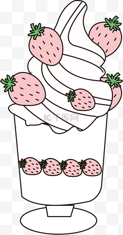 草莓牛乳芭菲冰淇淋