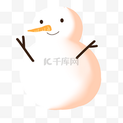 立冬白色图片_手绘卡通一个微笑的雪人免扣元素