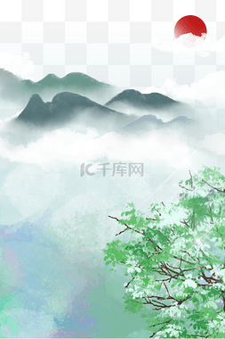 山水画背景图片_水墨山水画背景