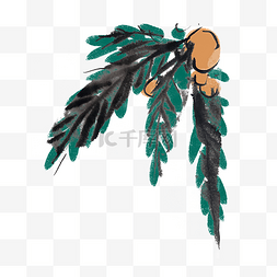 手绘水墨风椰子树